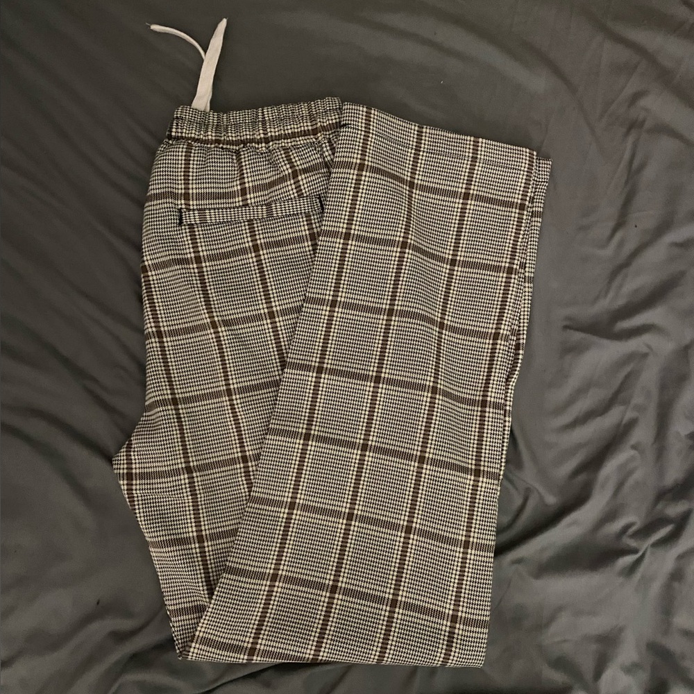 Plaid drawstring pants